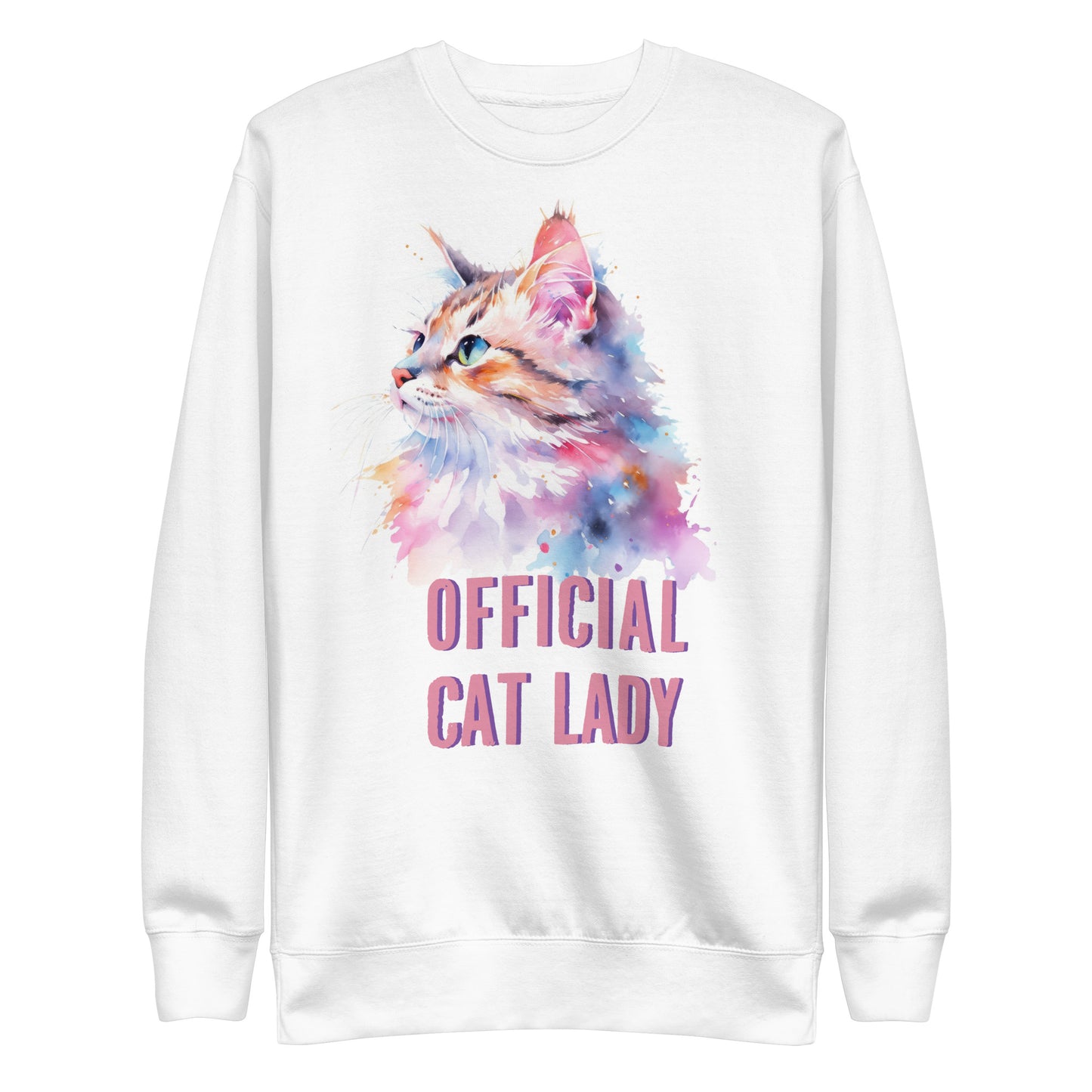 Official Cat Lady Watercolor Kitty Sweatshirt
