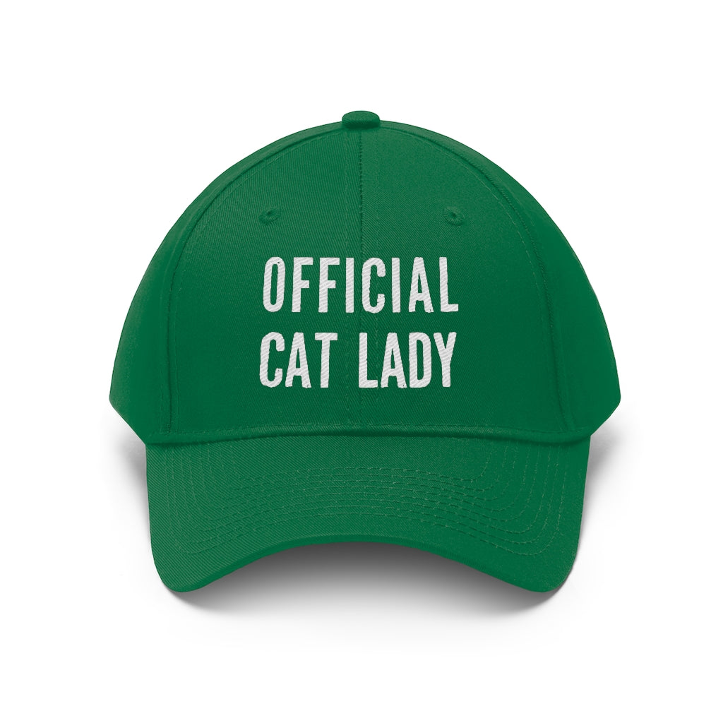 Official Cat Lady Embroidered Twill Hat - White