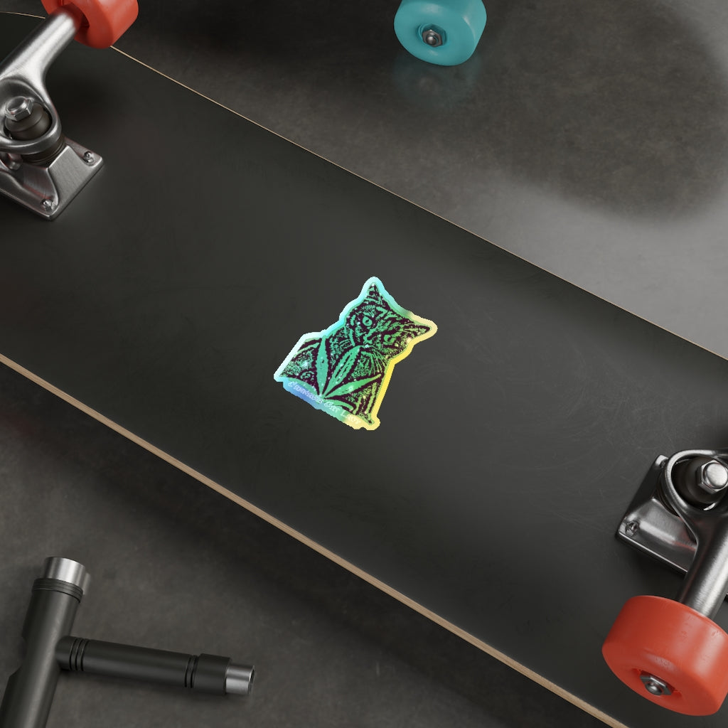 Cannabis Cat Lady Holographic Die-cut Sticker