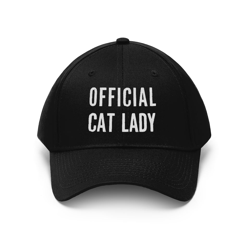 Official Cat Lady Embroidered Twill Hat - White
