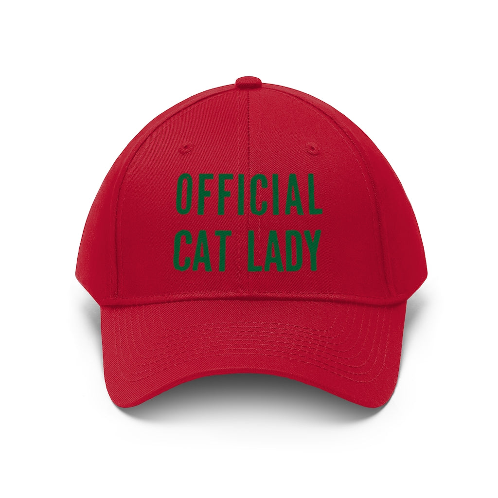 Official Cat Lady Embroidered Hat - Green