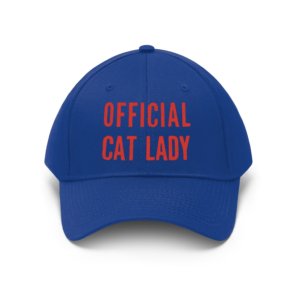 Official Cat Lady Embroidered Hat - Red