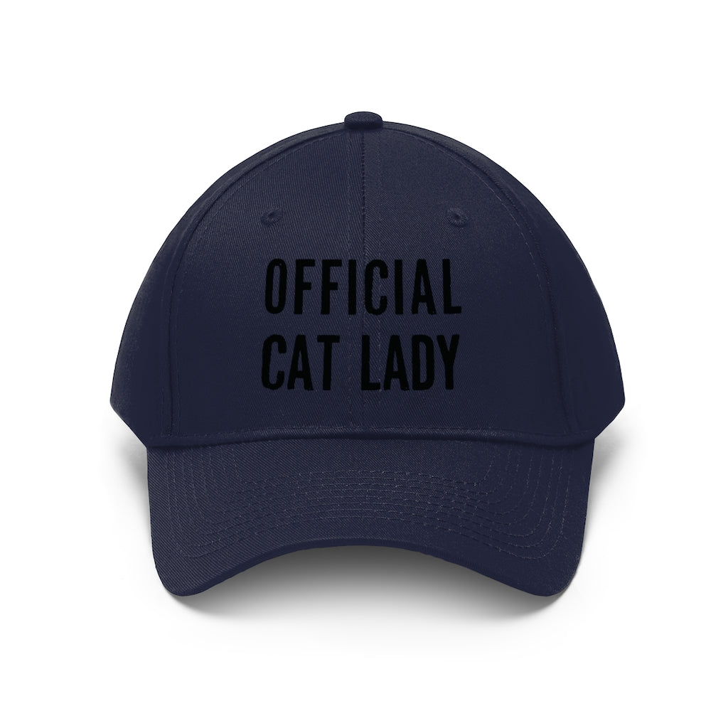 Official Cat Lady Embroidered Hat - Black