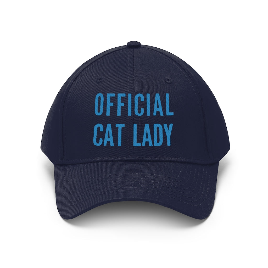 Official Cat Lady Embroidered Hat - Blue