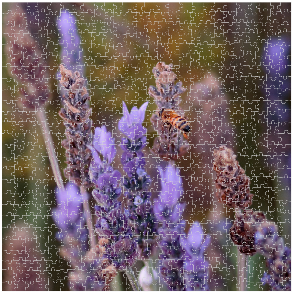 Bee Landing on Lavender Premium Puzzle