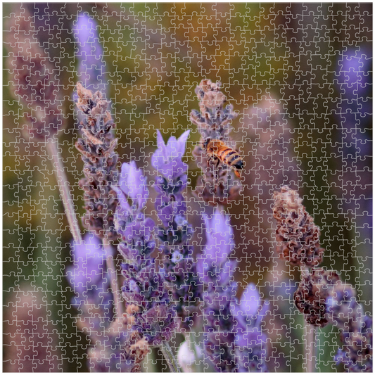 Bee Landing on Lavender Premium Puzzle