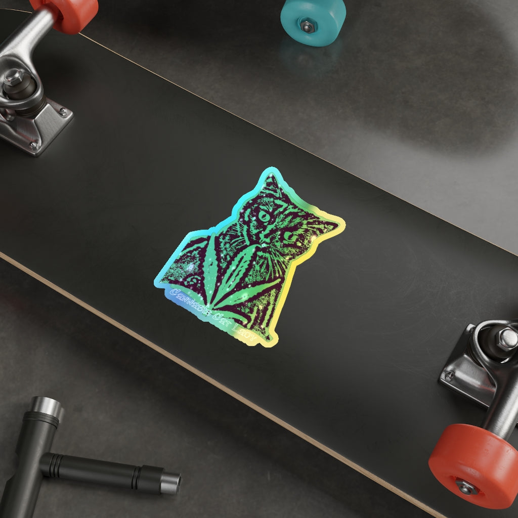 Cannabis Cat Lady Holographic Die-cut Sticker