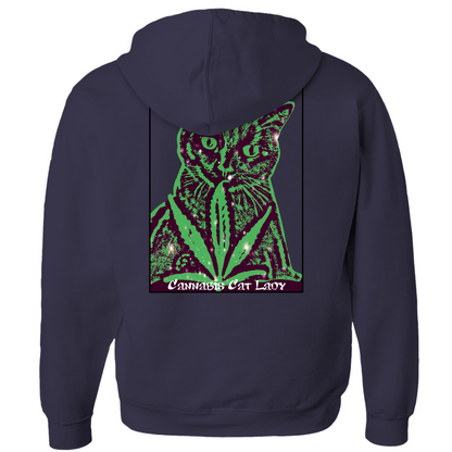 Cannabis Cat Lady Zip-Up Hoodie