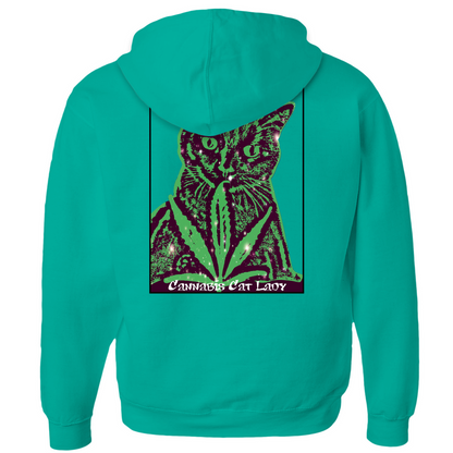 Cannabis Cat Lady Zip-Up Hoodie