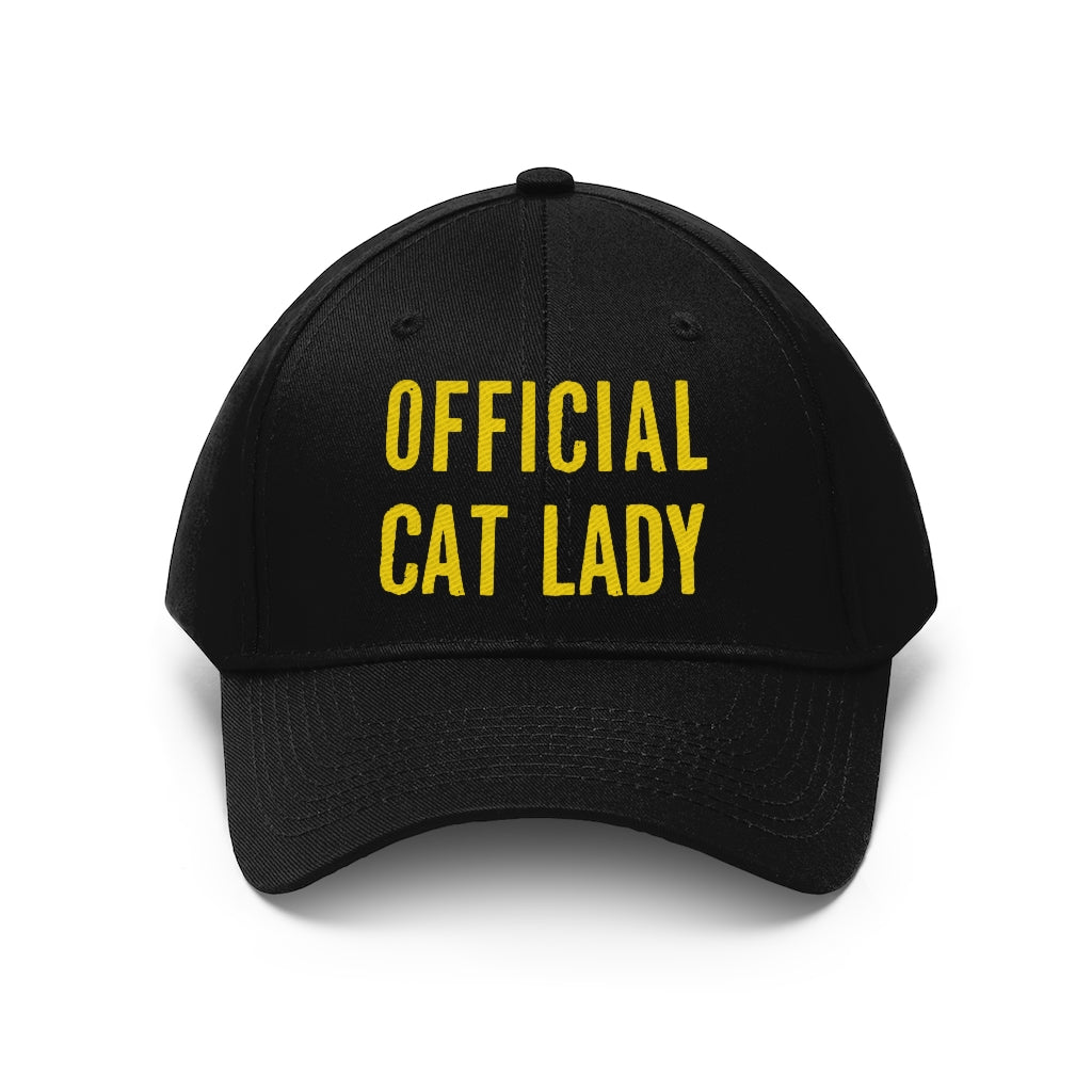 Official Cat Lady Embroidered Twill Hat - Yellow
