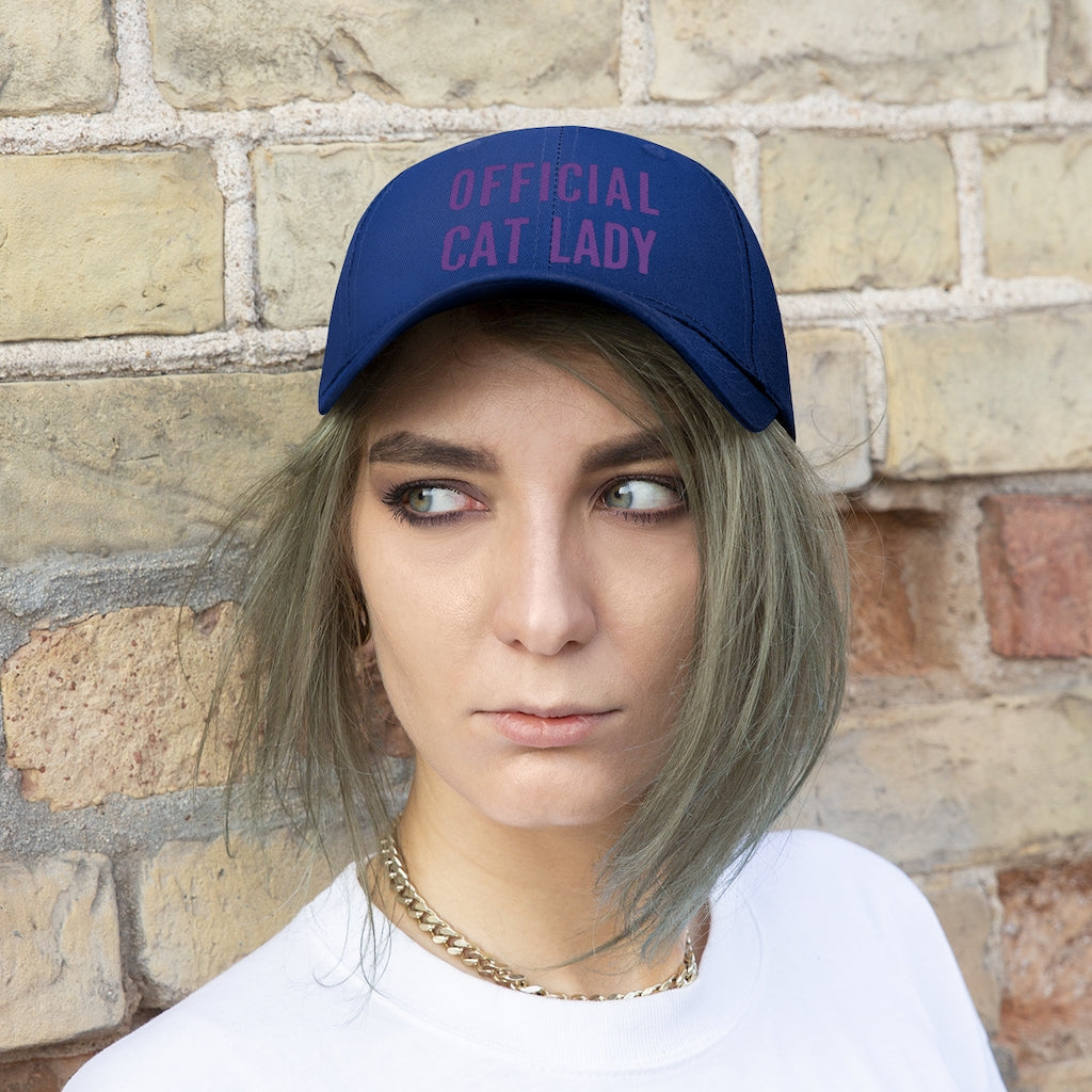 Official Cat Lady Embroidered Hat - Purple
