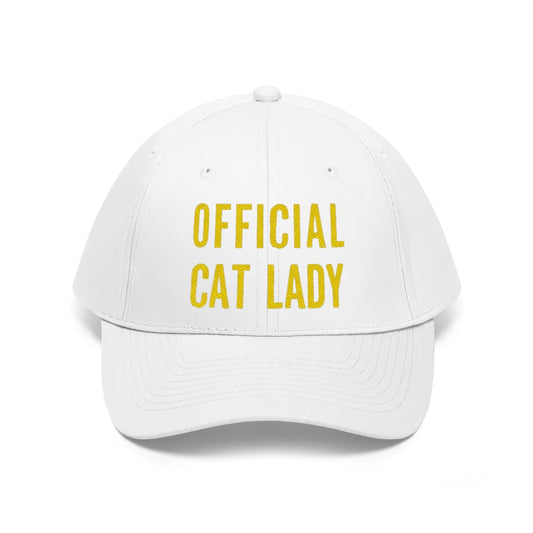 Official Cat Lady Embroidered Twill Hat - Yellow