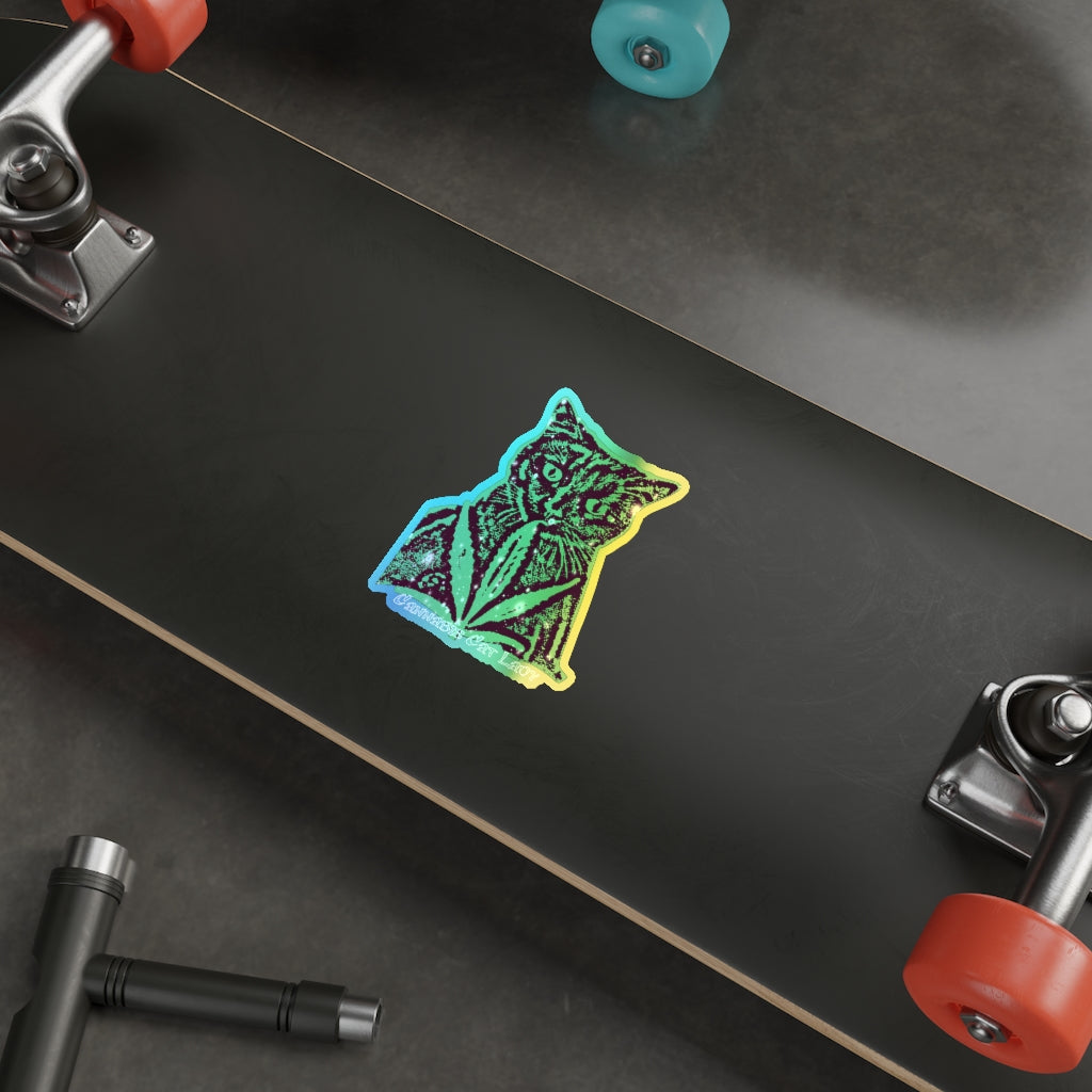 Cannabis Cat Lady Holographic Die-cut Sticker